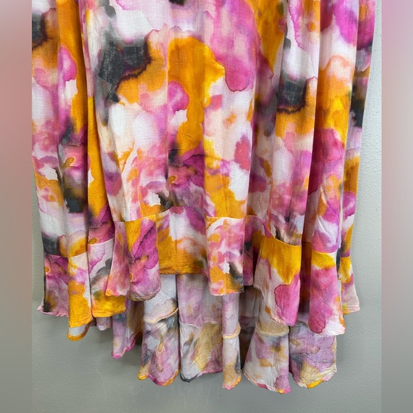 Torrid 3X Pink Orange Watercolor High Low Skirt Whimsical Spring Summer Plus Sz - Picture 4 of 16